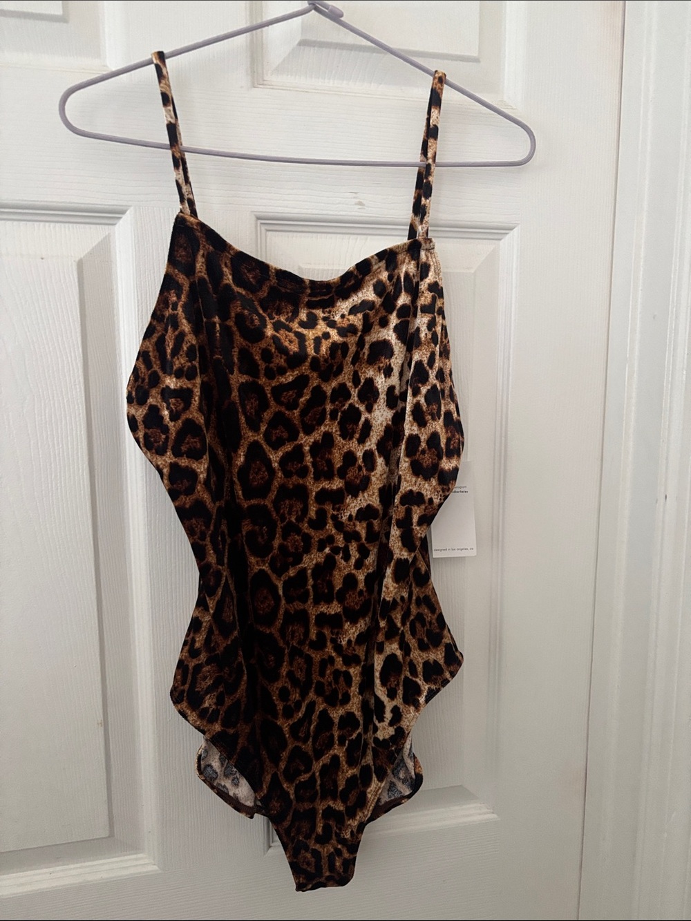 Madison & Berkeley Leopard Print Satin Cami Bodysuit - Brown/Black